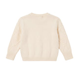Elisabetta Franchi La Mia Bambina Cardigan Burro in Maglia con Motivo Fiocchi e Bottoni Oro per Neonate
