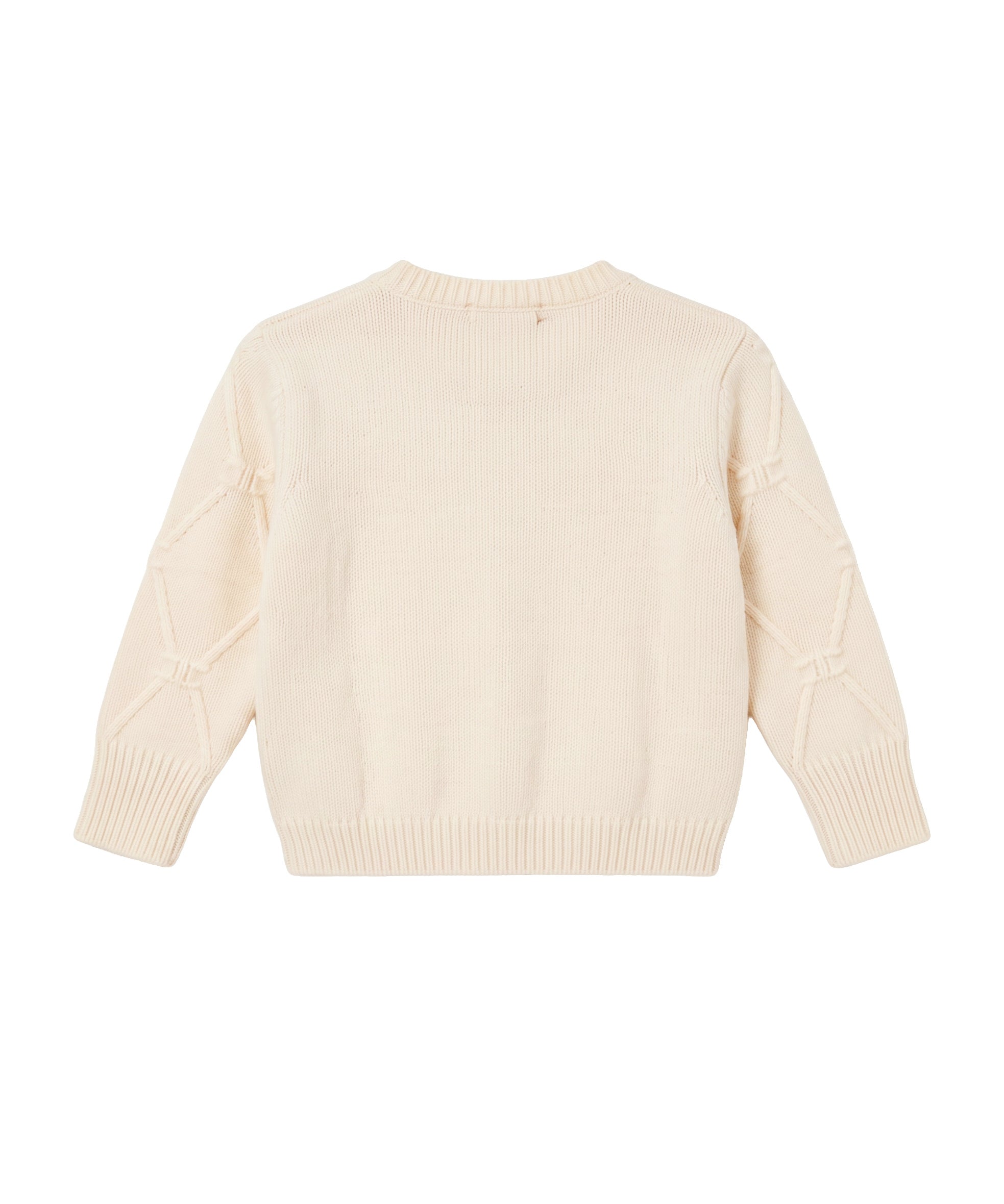 Elisabetta Franchi La Mia Bambina Cardigan Burro in Maglia con Motivo Fiocchi e Bottoni Oro per Neonate