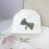Barcellino Cappellino Bianco con Fiocco per Neonate