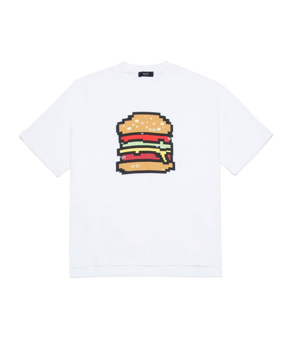 N°21 Kids T-shirt con Stampa Hamburger Bianca