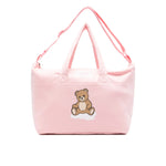Moschino Kids Borsa Mamma+Fasciatoio Rosa con Logo Teddy Bear