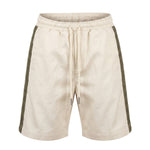 Yes London Kids Bermuda Panna con Dettaglio Ricamo Verde Laterale e Applicazione Logo sul Retro per Bambini