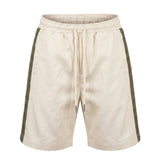 Yes London Kids Bermuda Panna con Dettaglio Ricamo Verde Laterale e Applicazione Logo sul Retro per Bambini