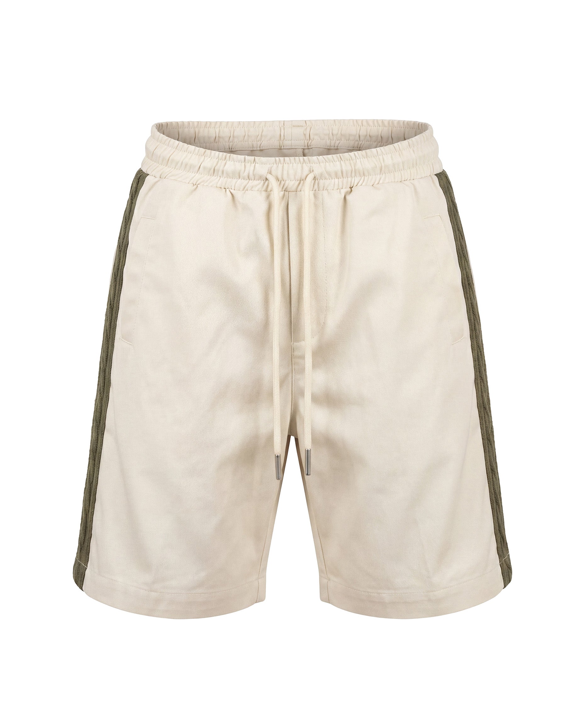 Yes London Kids Bermuda Panna con Dettaglio Ricamo Verde Laterale e Applicazione Logo sul Retro per Bambini