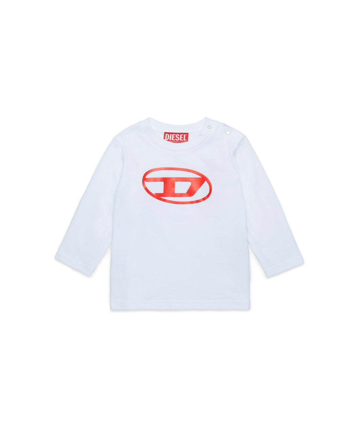 Diesel Kids T-shirt Maniche Lunghe Bianca con Logo per Neonati