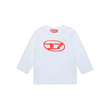 Diesel Kids T-shirt Maniche Lunghe Bianca con Logo per Neonati