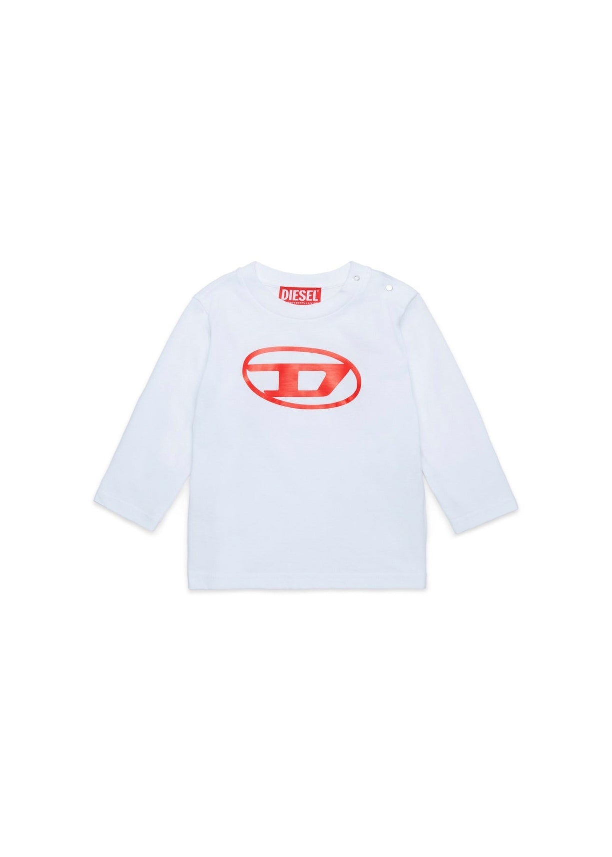 Diesel Kids T-shirt Maniche Lunghe Bianca con Logo per Neonati