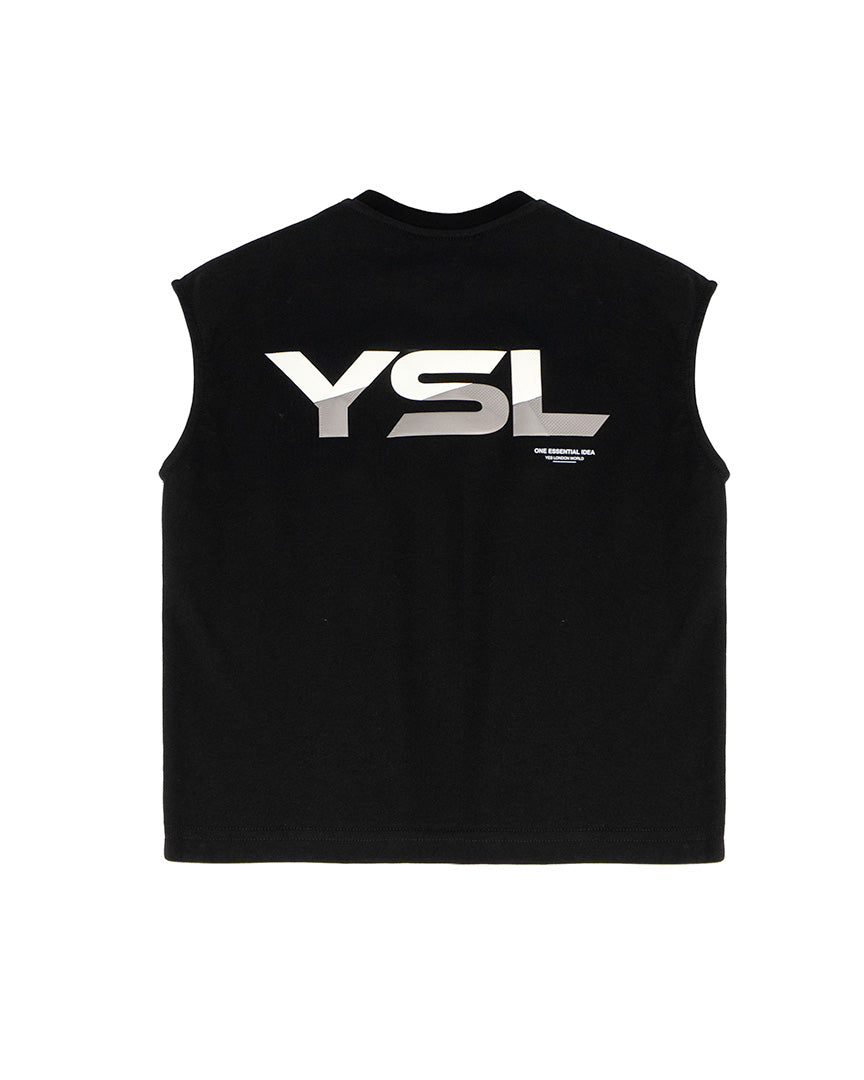 Yes London Kids Canotta Nero con Logo sul Retro per Bambini