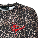 John Richmond Kids T-Shirt Crop Fantasia Leopardato con Logo Rosso per Bambine