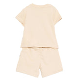 Moschino Kids T-Shirt+Short Beige con Logo Teddy Bear per Neonati