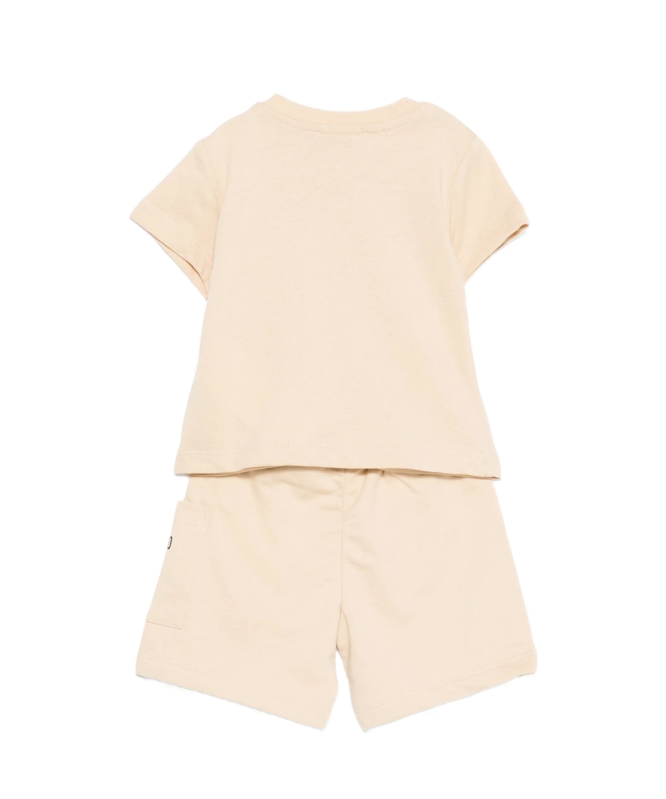 Moschino Kids T-Shirt+Short Beige con Logo Teddy Bear per Neonati