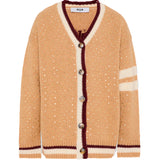 MSGM Kids Cardigan Cammello con Logo e Numero 77 per Bambine