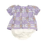 Elisabetta Franchi La Mia Bambina Abito con Mutanda Abbinata Lilla/Avorio per Neonate