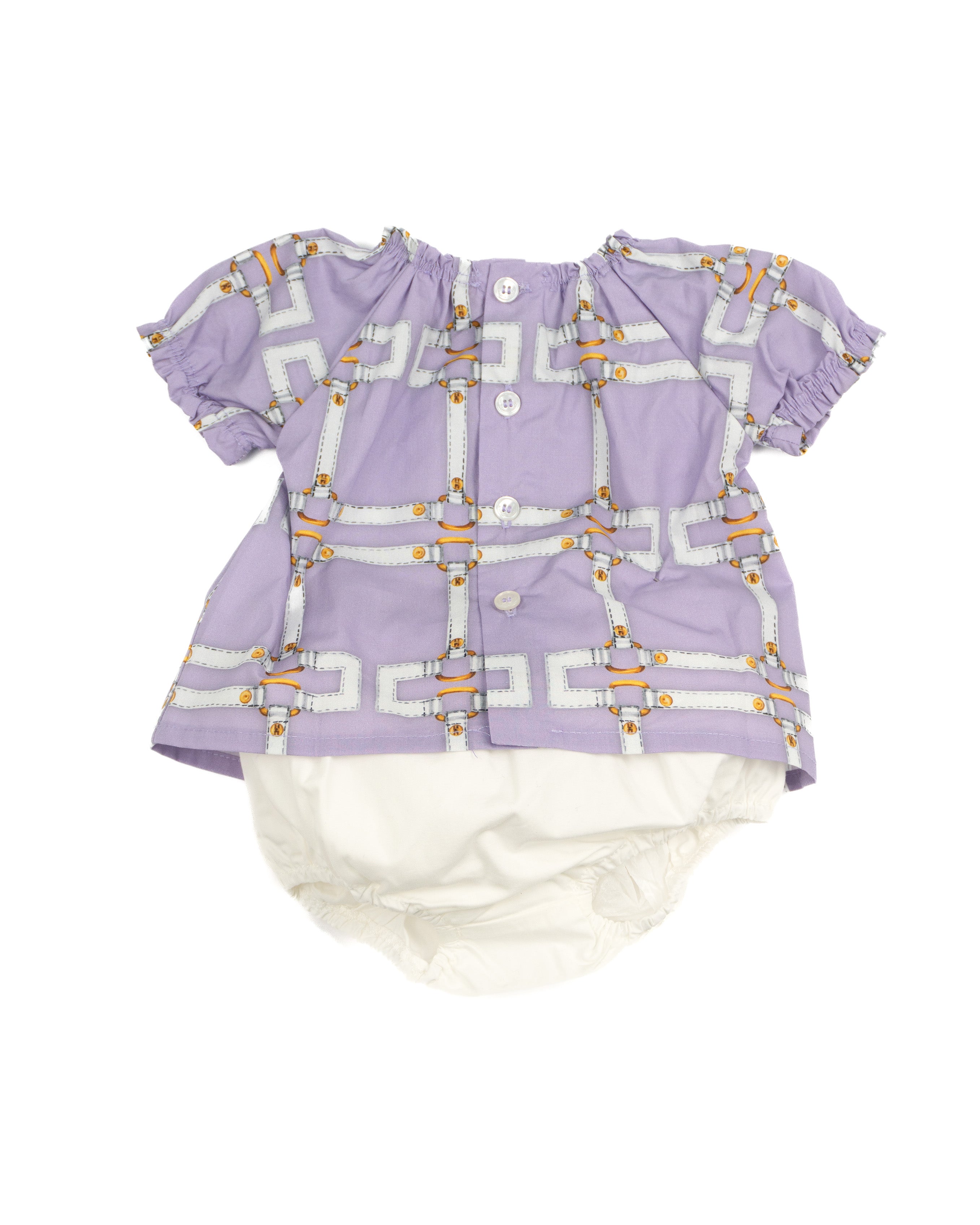 Elisabetta Franchi La Mia Bambina Abito con Mutanda Abbinata Lilla/Avorio per Neonate