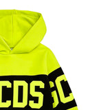 GCDS Kids Felpa con Cappuccio Gialla con Banda Nera Logata