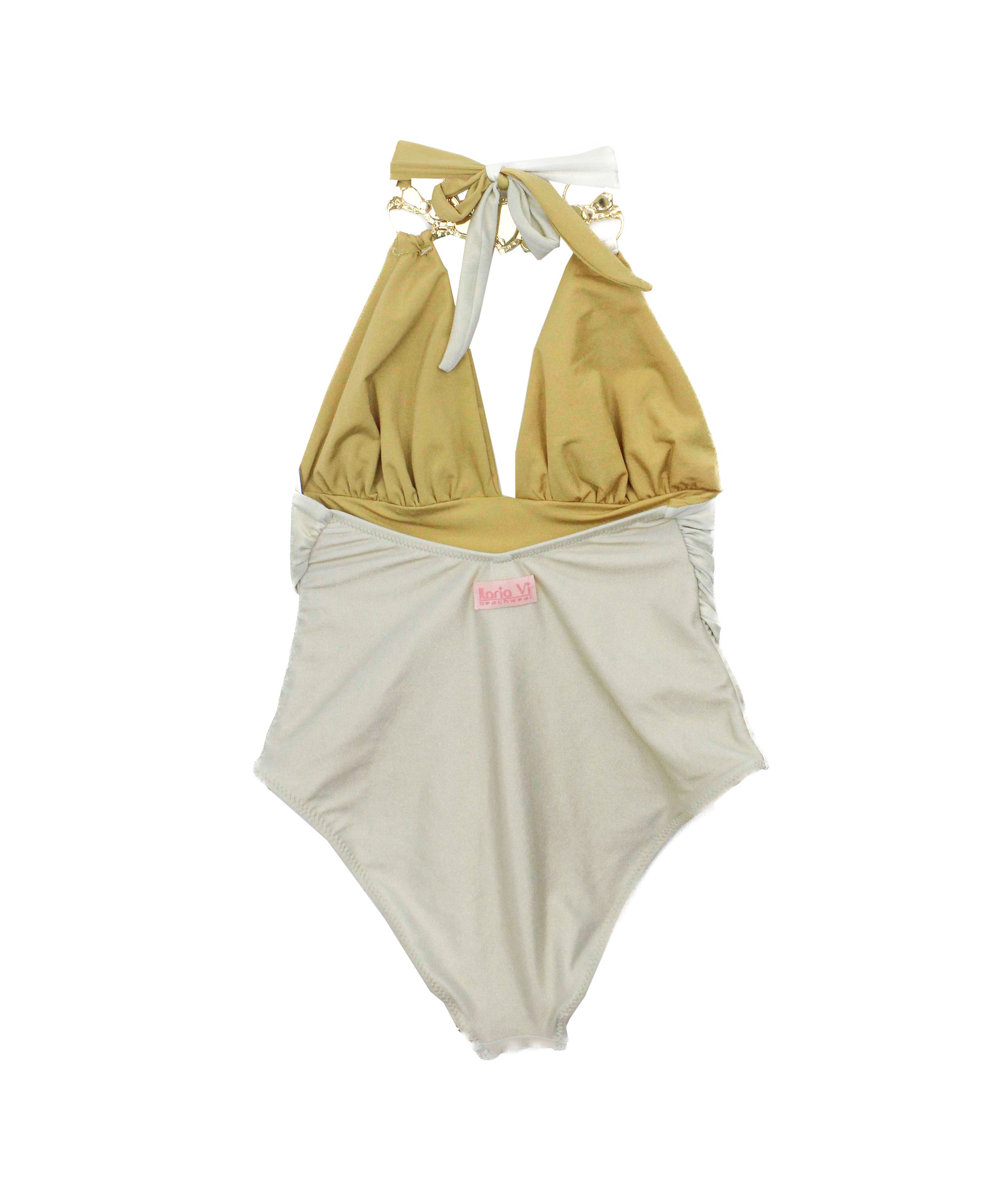 Ilaria Vitagliano Costume Monokini Oro/Beige per Bambine (retro)