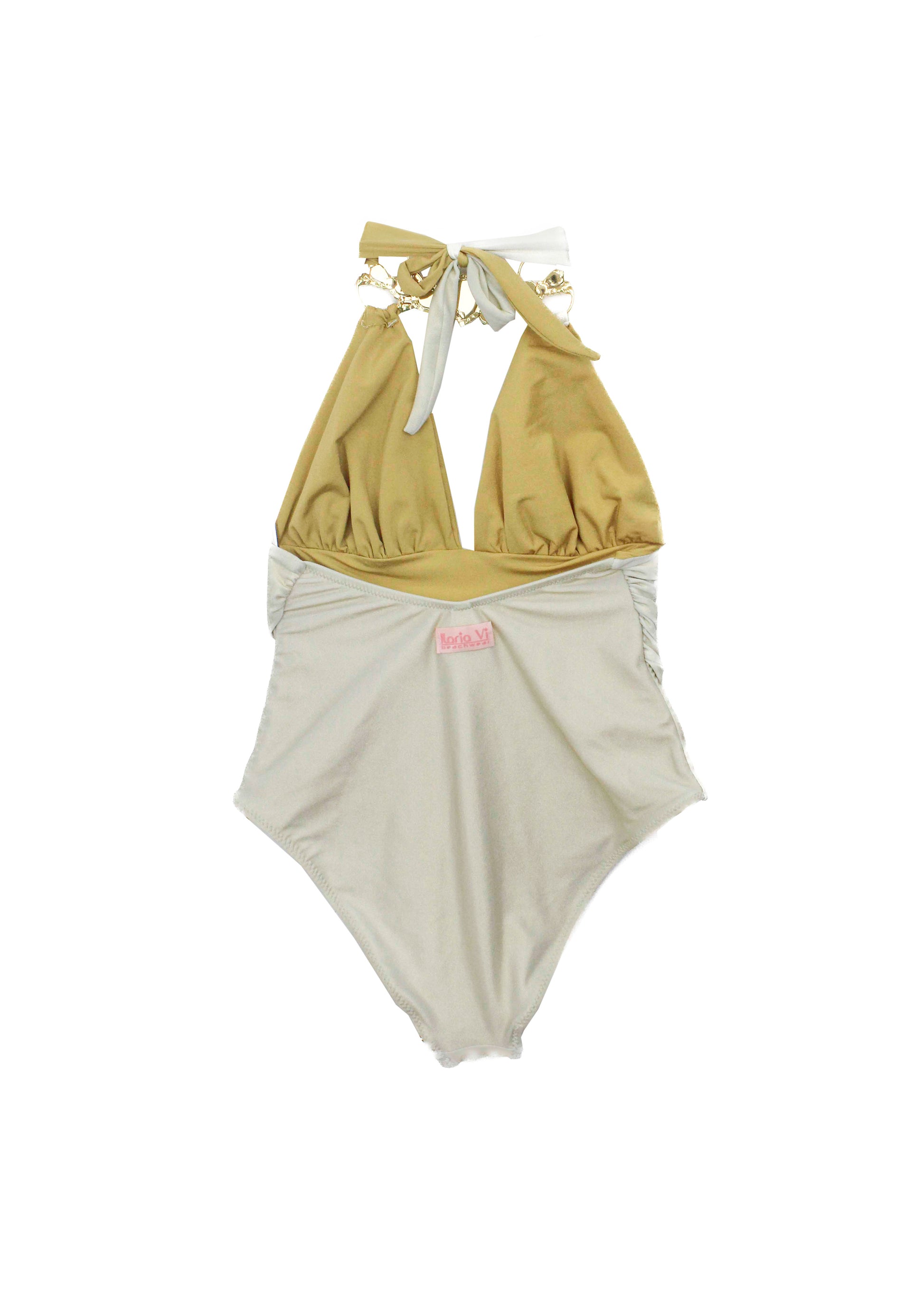 Ilaria Vitagliano Costume Monokini Oro/Beige per Bambine (retro)