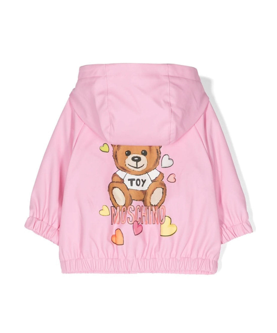 Moschino Kids Giubbino Rosa con Stampa Teddy Bear per Neonate