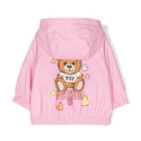 Moschino Kids Giubbino Rosa con Stampa Teddy Bear per Neonate