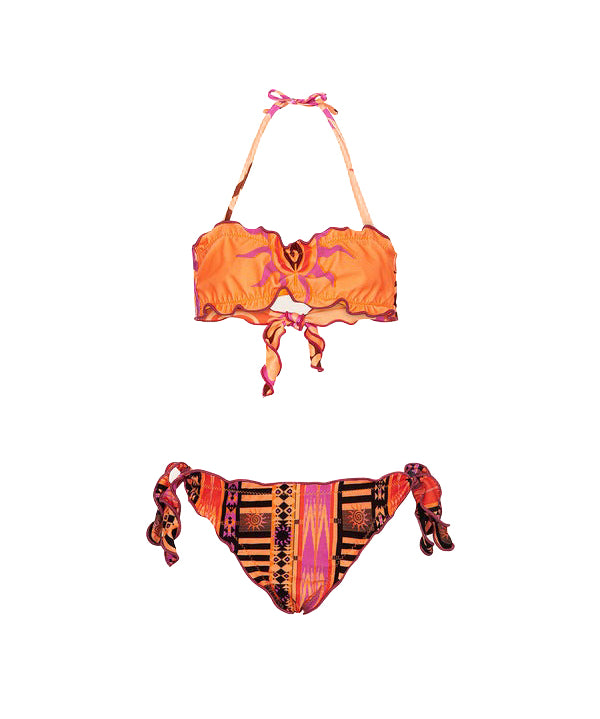 Effek Costume Bikini a Fascia Fantasia Arancione per Bambine