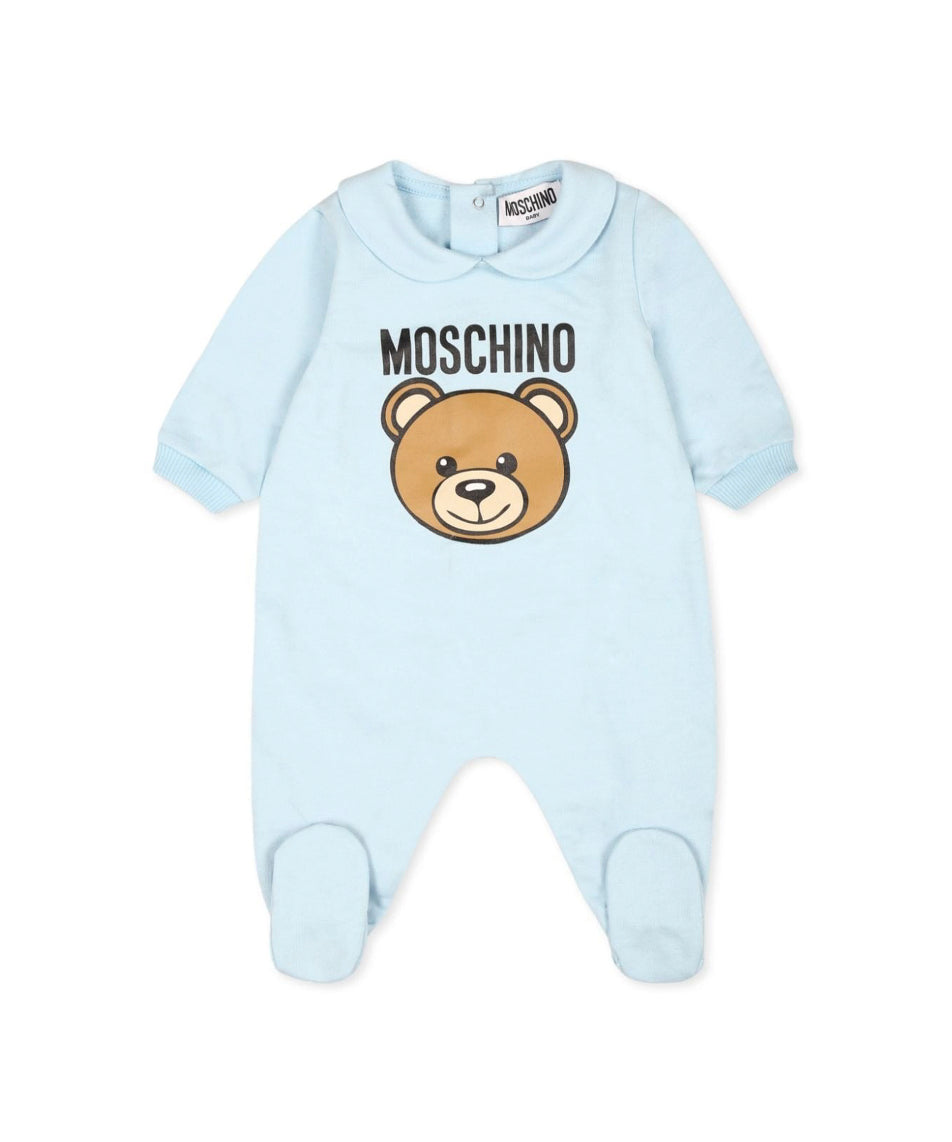 Moschino Kids Tutina Cielo con Logo Teddy Bear per Neonati