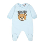 Moschino Kids Tutina Cielo con Logo Teddy Bear per Neonati