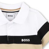 Boss Kids Polo Bianco/Beige/Nero per Neonati