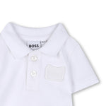 Boss Kids Polo Bianco con Logo per Neonati
