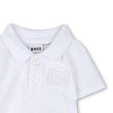 Boss Kids Polo Bianco con Logo per Neonati