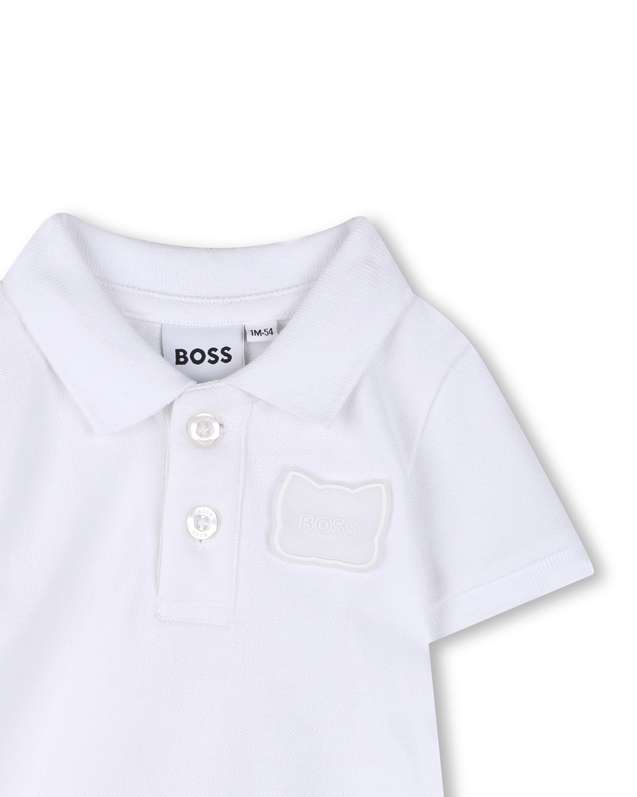 Boss Kids Polo Bianco con Logo per Neonati