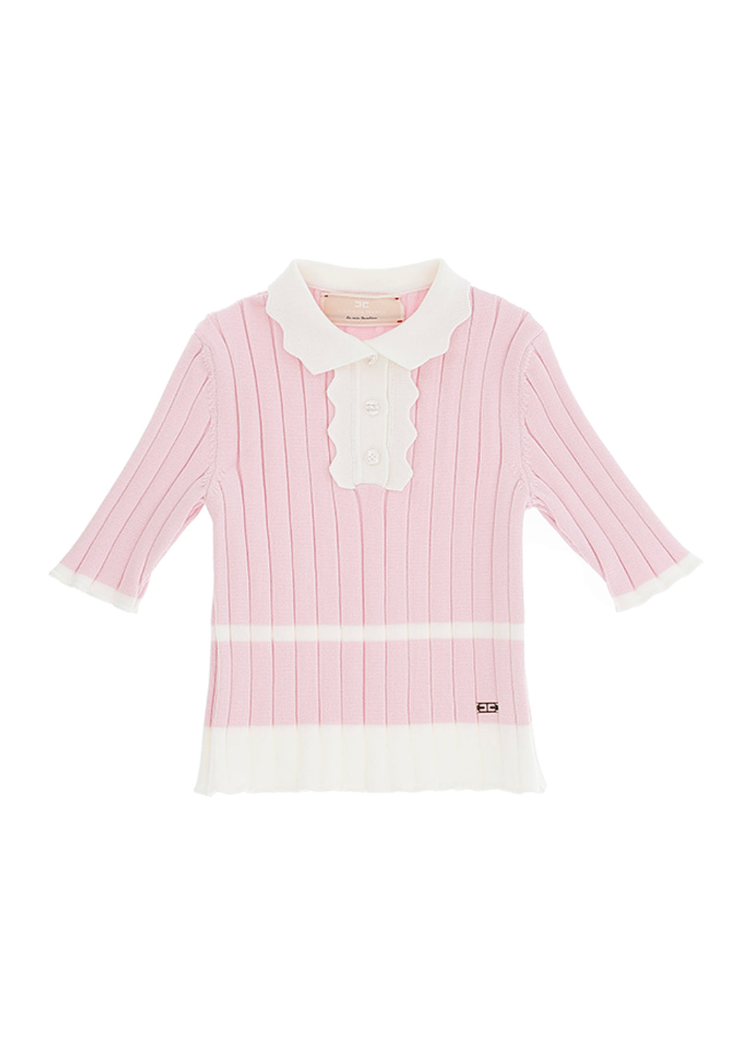 Elisabetta Franchi La Mia Bambina Polo in Maglia Quarzo/Avorio per Bambine