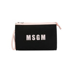 Msgm Kids Borsa Clutch Nera con Stampa Logo
