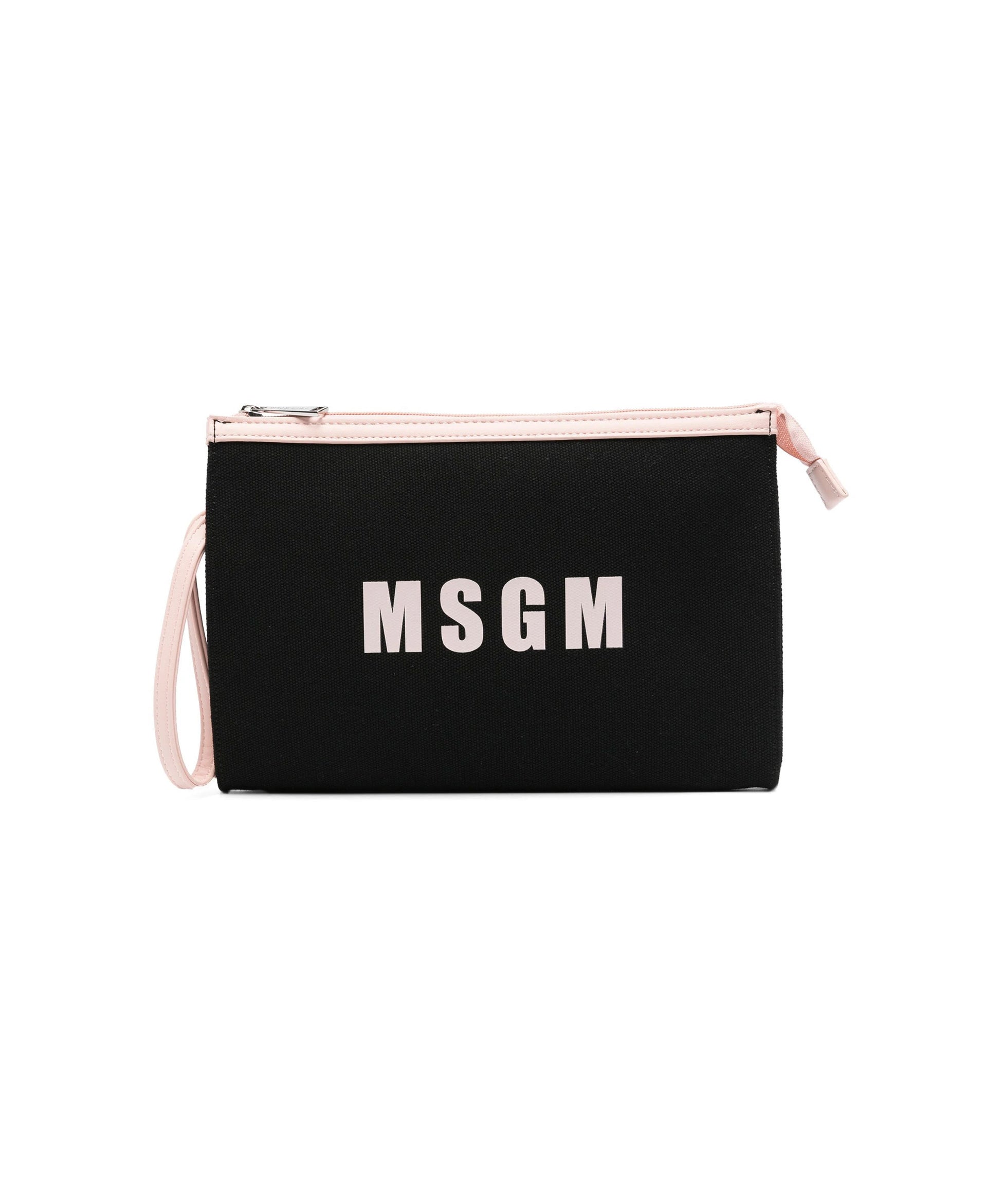 Msgm Kids Borsa Clutch Nera con Stampa Logo
