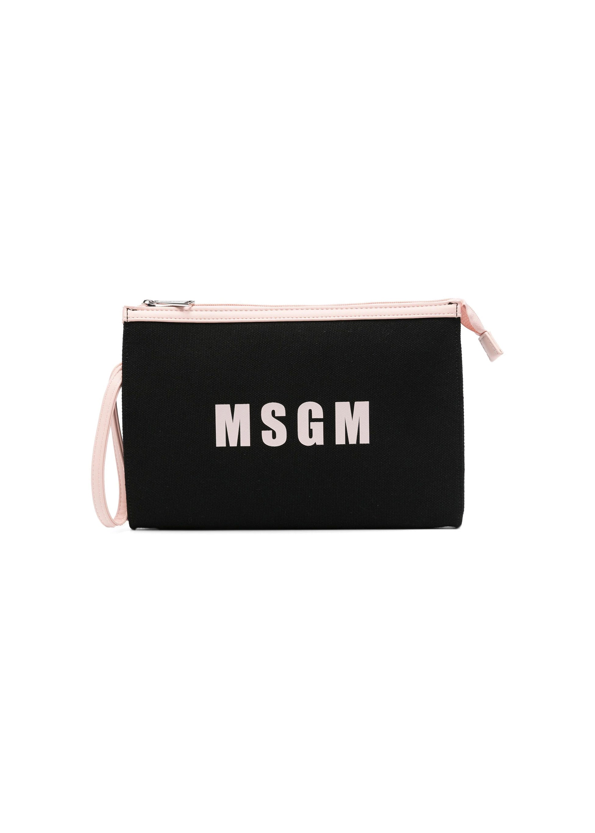 Msgm Kids Borsa Clutch Nera con Stampa Logo