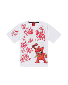 Sprayground Kids T-Shirt Bianco con Stampa a Contrasto Rosso per Bambini