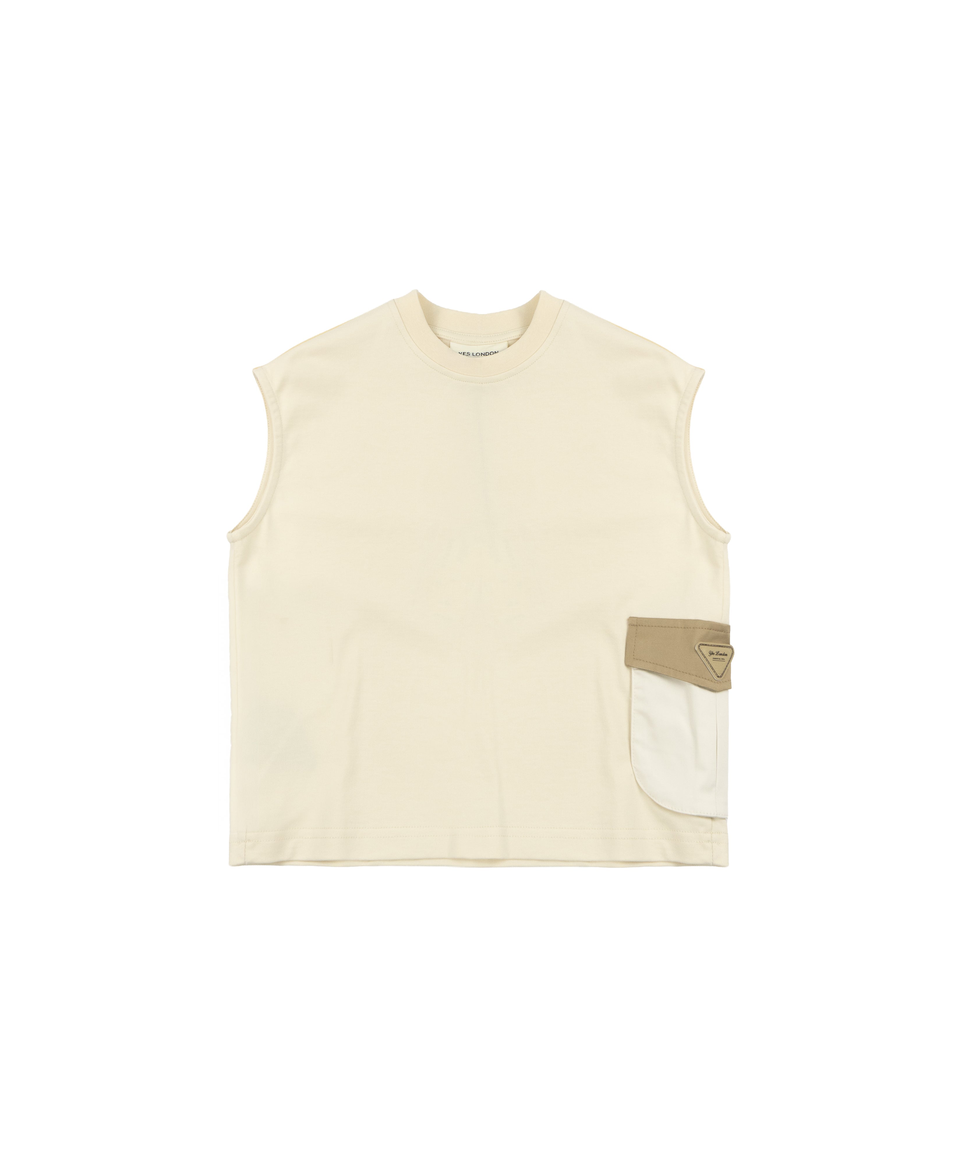 Yes London Kids Canotta Beige con Tascone con Logo per Bambini