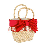 Vivetta Kids Borsetta in Paglia con Fiocco Rosso