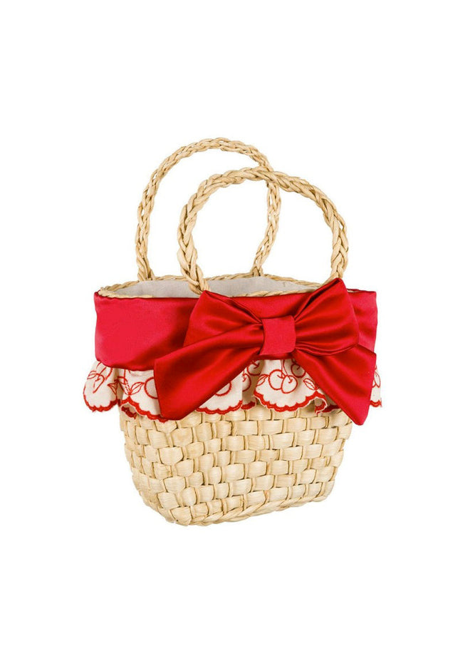 Vivetta Kids Borsetta in Paglia con Fiocco Rosso