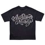 ArtSuperMoney Kids T-Shirt Nero Stampa Cani con Strass per Bambini