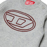 Diesel Kids Maglioncino Grigio Melange con Logo Oval-D per Neonati