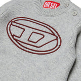 Diesel Kids Maglioncino Grigio Melange con Logo Oval-D per Neonati
