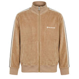 Palm Angels Kids Felpa con Zip Cammello con Logo per Bambini