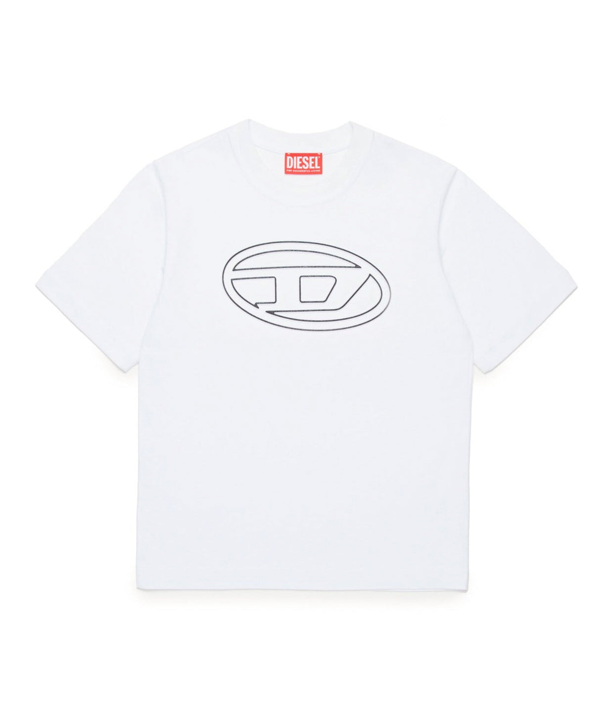 Diesel Kids T-Shirt Bianca con Logo Oval D per Bambini