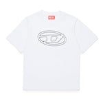 Diesel Kids T-Shirt Bianca con Logo Oval D per Bambini