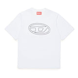 Diesel Kids T-Shirt Bianca con Logo Oval D per Bambini
