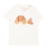 Palm Angels Kids Tripack T-Shirt Rosa Grigio e Cocco con Stampa Teddy per Neonate