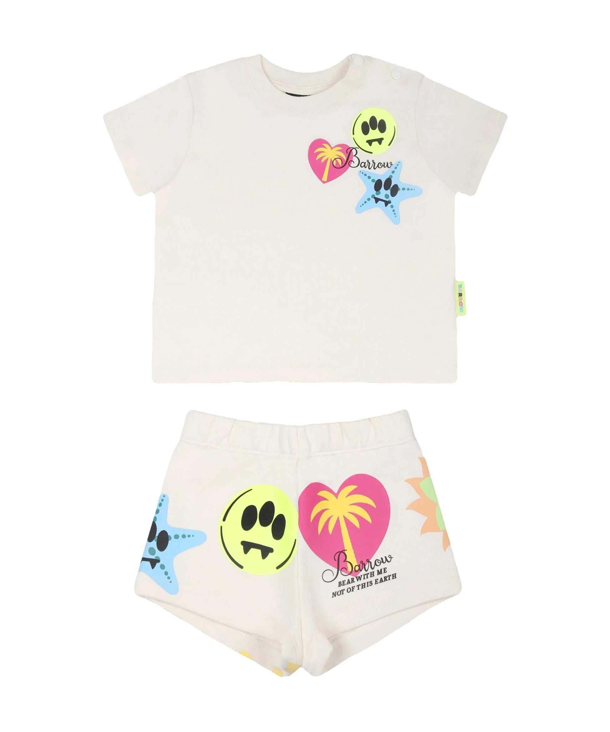 Barrow Kids T-shirt con Shorts Crema con Stampa per Neonate