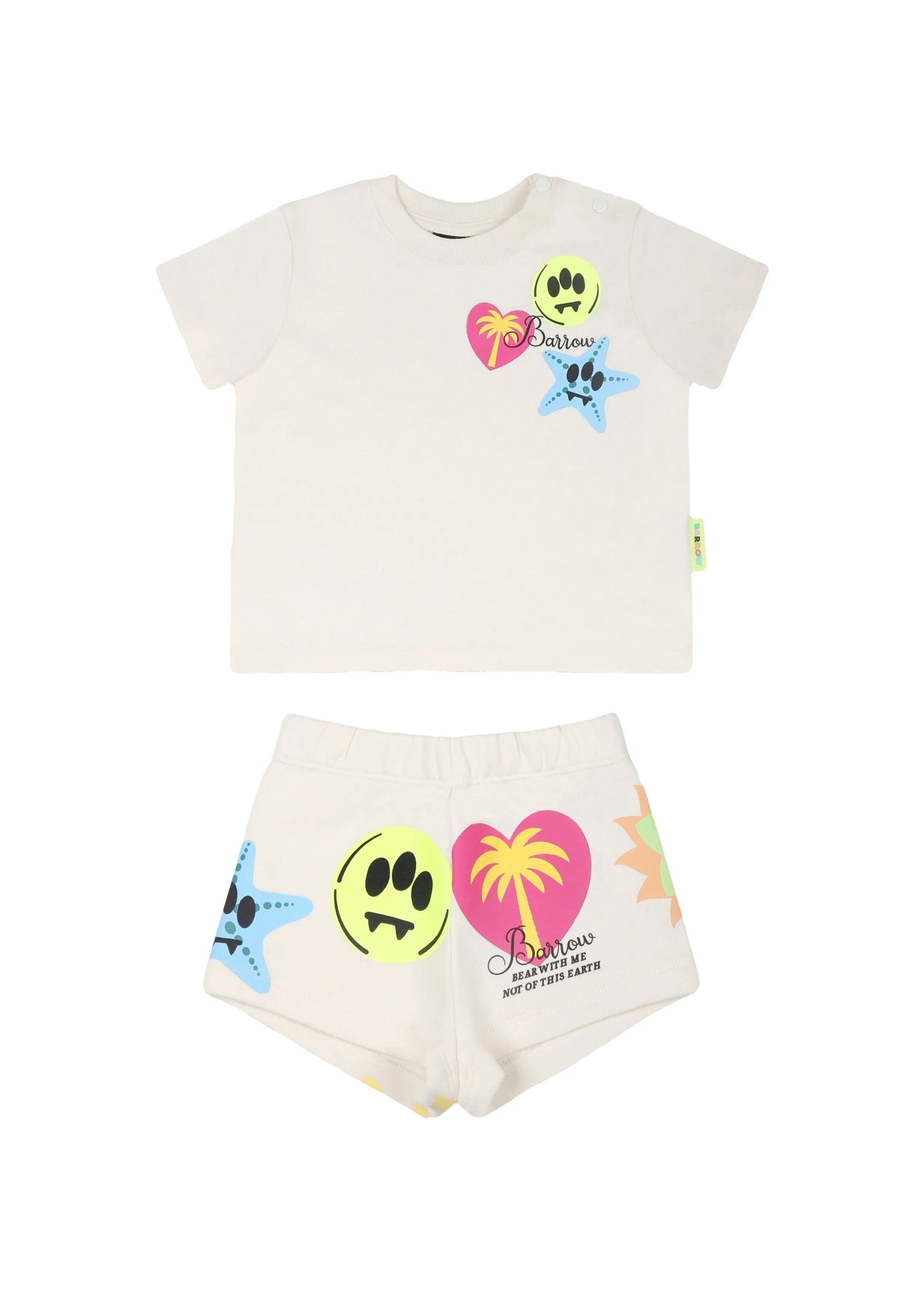 Barrow Kids T-shirt con Shorts Crema con Stampa per Neonate