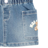 Moschino Kids Gonna in Denim con Tasche e Logo per Neonate