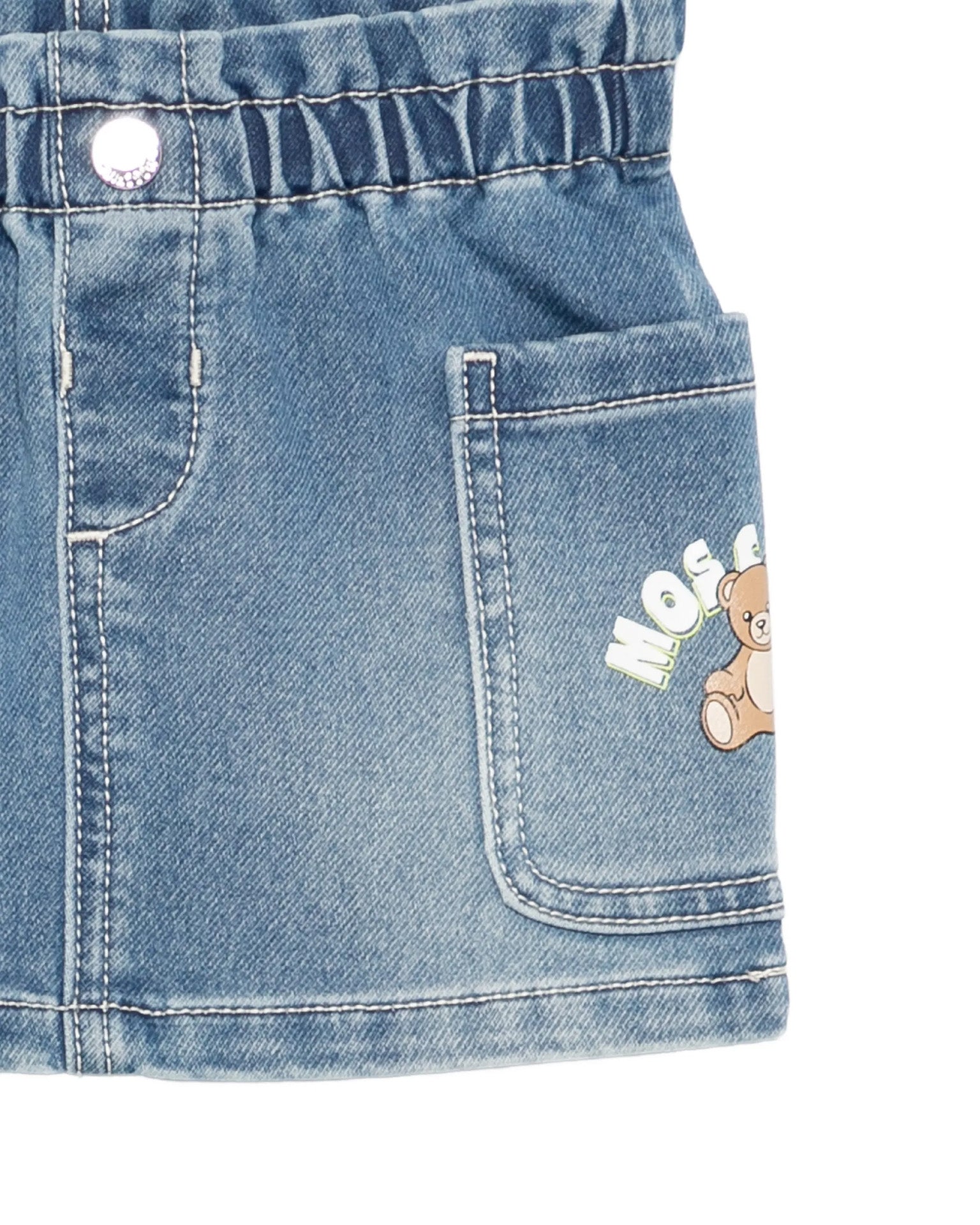 Moschino Kids Gonna in Denim con Tasche e Logo per Neonate